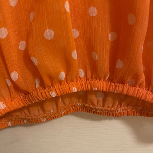NOBO Translucent Orange Peach Blouse with Polka Dots and Bow Size S - Picture 4 of 8